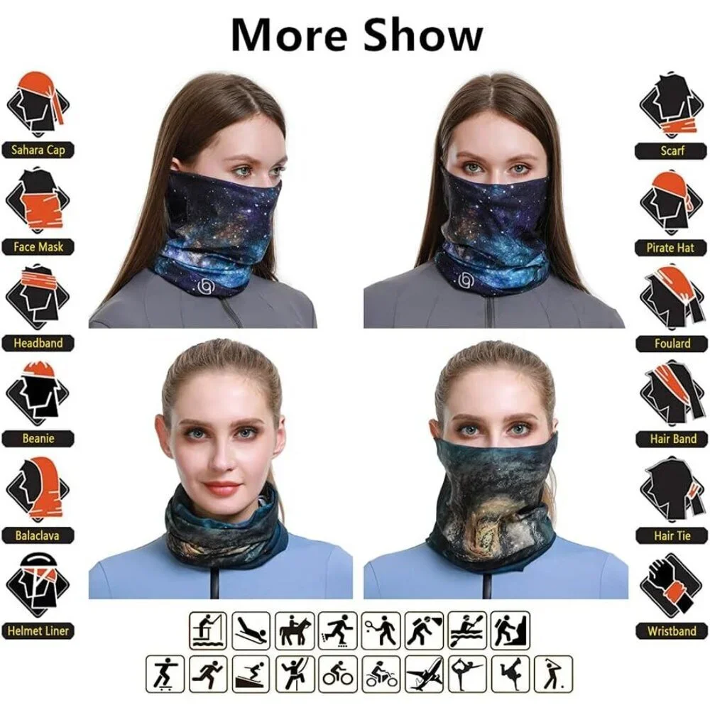 Headband Neck Gaiter Microfiber One Size Breathable Sports Face Mask